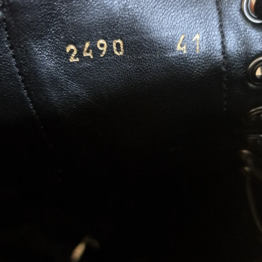 Versace Black Patent Leather Knee High Combat Boots – Gold Medusa **SEE COMMENT
